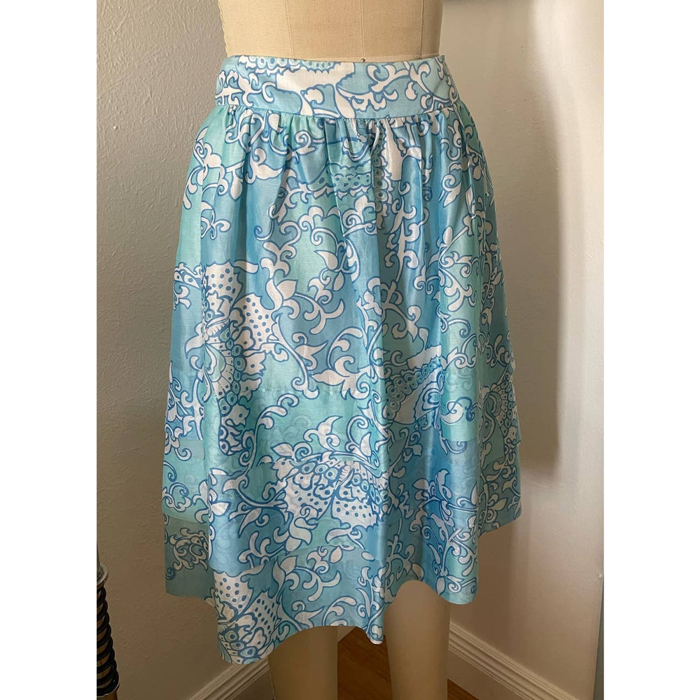 Lilly Pulitzer Printed cotton/silk full printed skirt size 8 Preppy Summer Skirt
